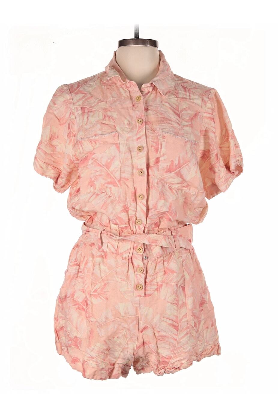 Show Me Your Mumu SZ L Linen Blend Pink Paisley Romper $178